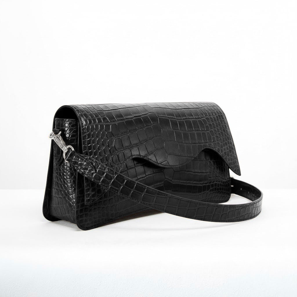 Amour - Ebony Crocodile Niloticus Leather