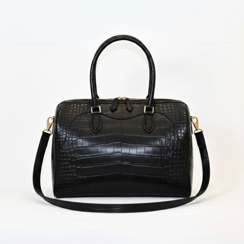 Aurora - Ebony Crocodile Niloticus leather