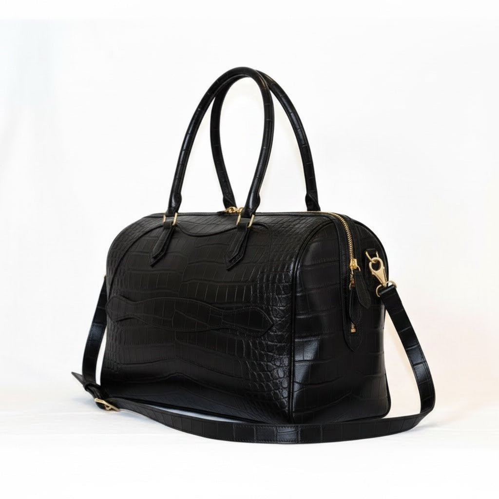 Aurora - Ebony Crocodile Niloticus leather