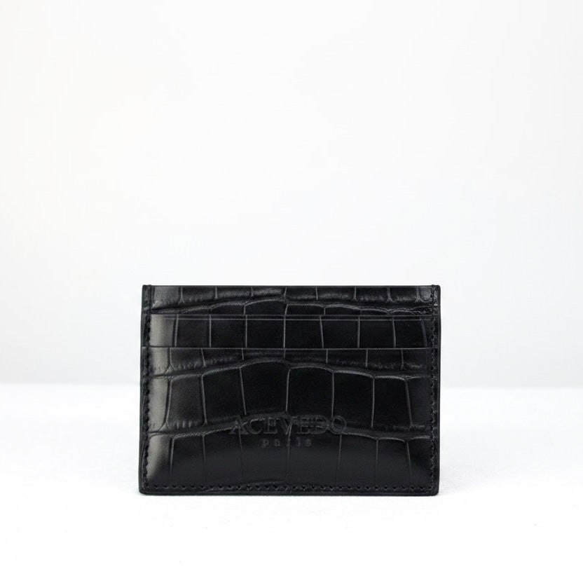 Card Holder - Ebony Crocodile Niloticus leather