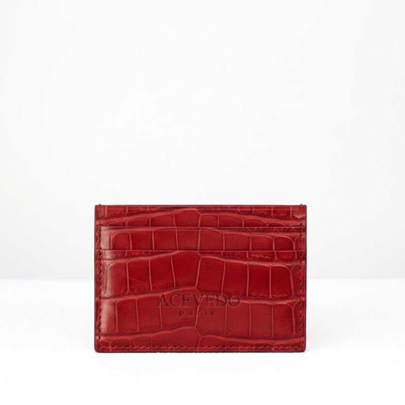 Card Holder - Ruby Crocodile Niloticus leather