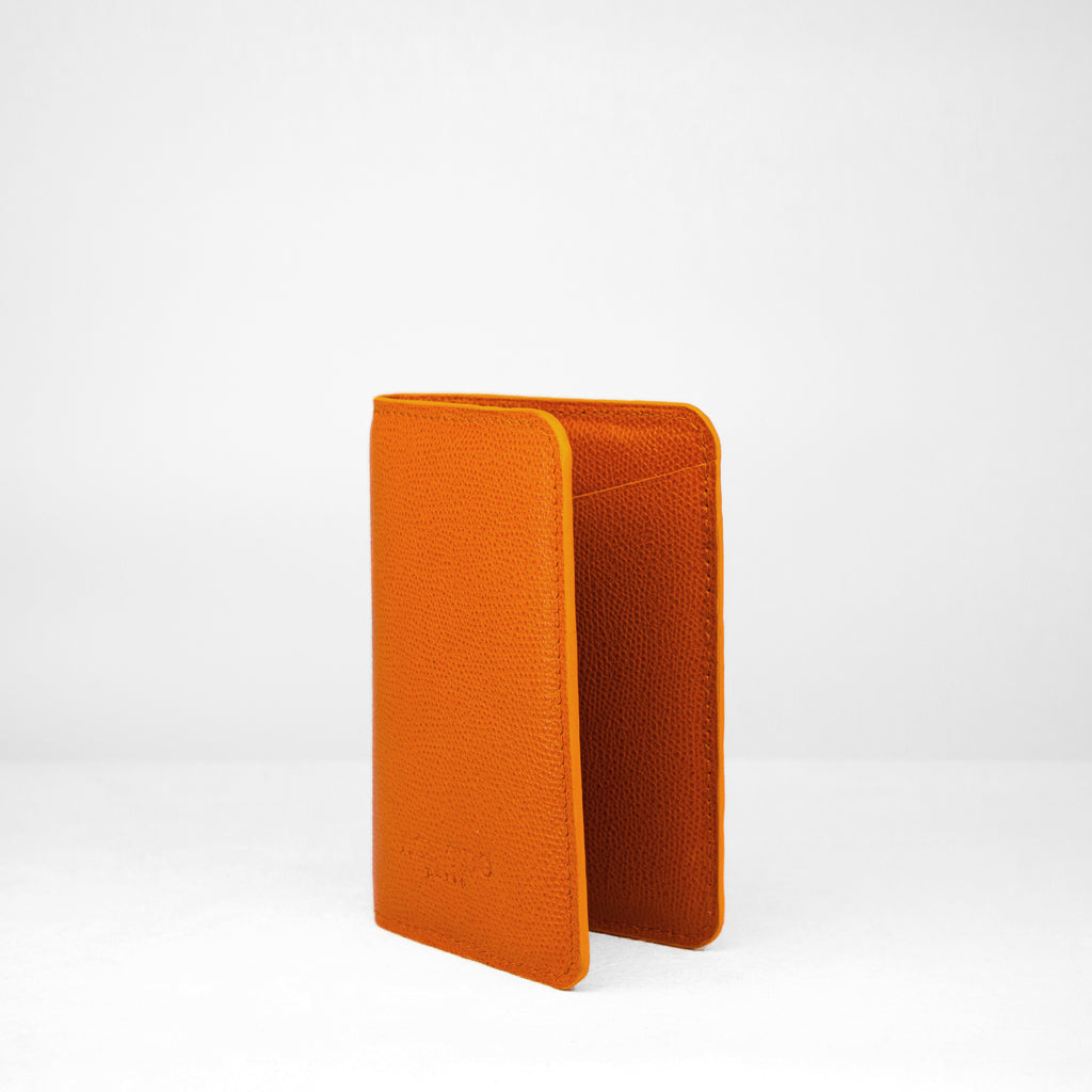 Passport Holder - Orange Calf leather