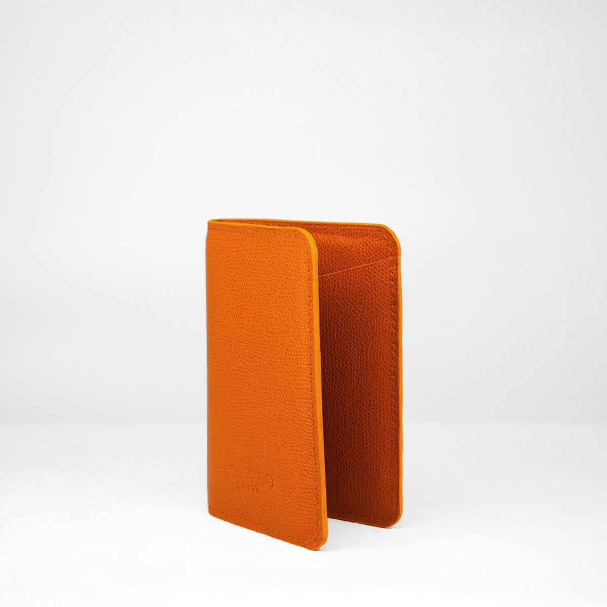 Passport Holder - Orange Calf leather