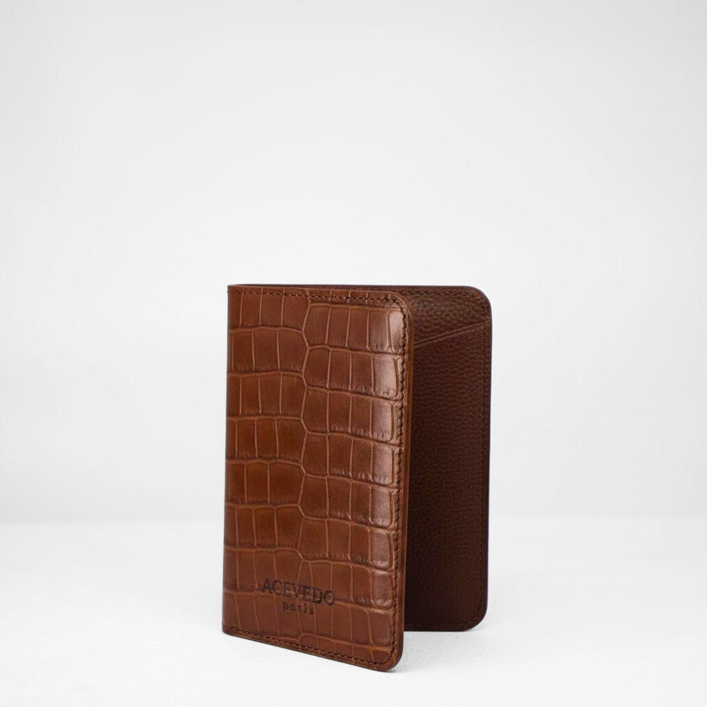 Passport Holder - Chocolate Crocodile Niloticus Leather