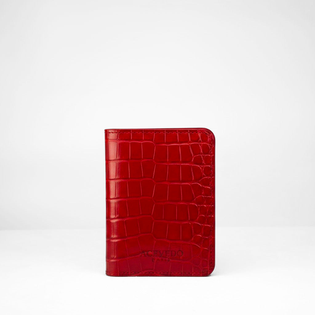 Passport Holder - Ruby Crocodile Niloticus Leather