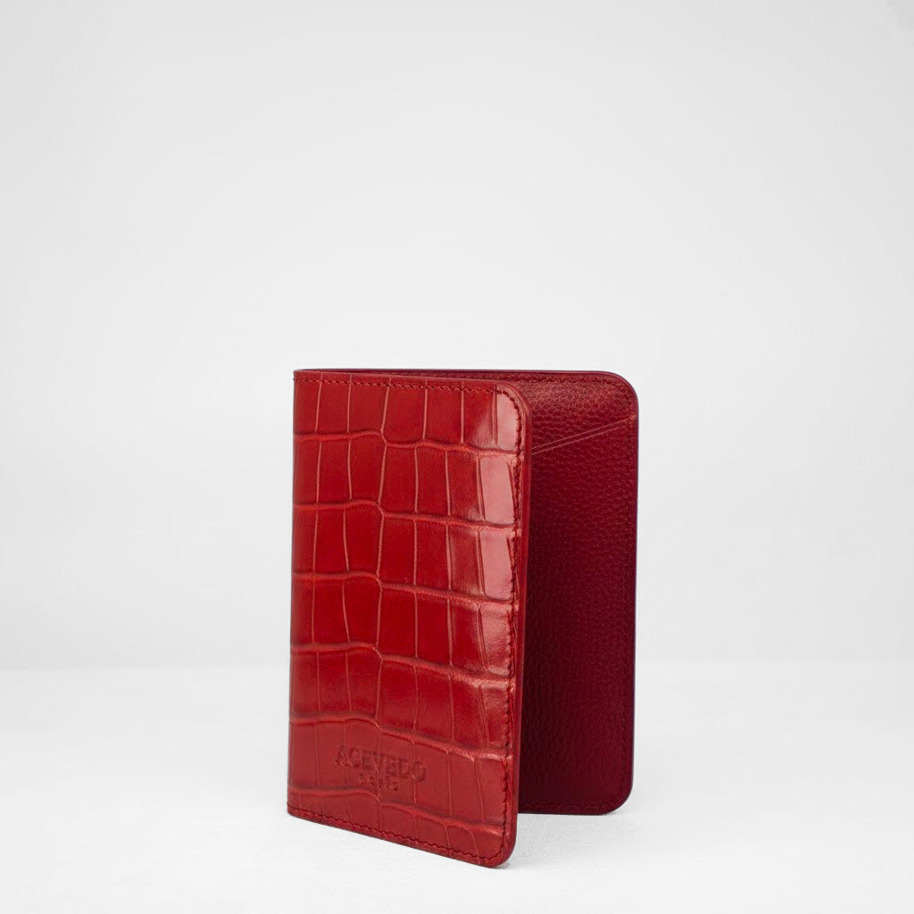 Passport Holder - Ruby Crocodile Niloticus Leather