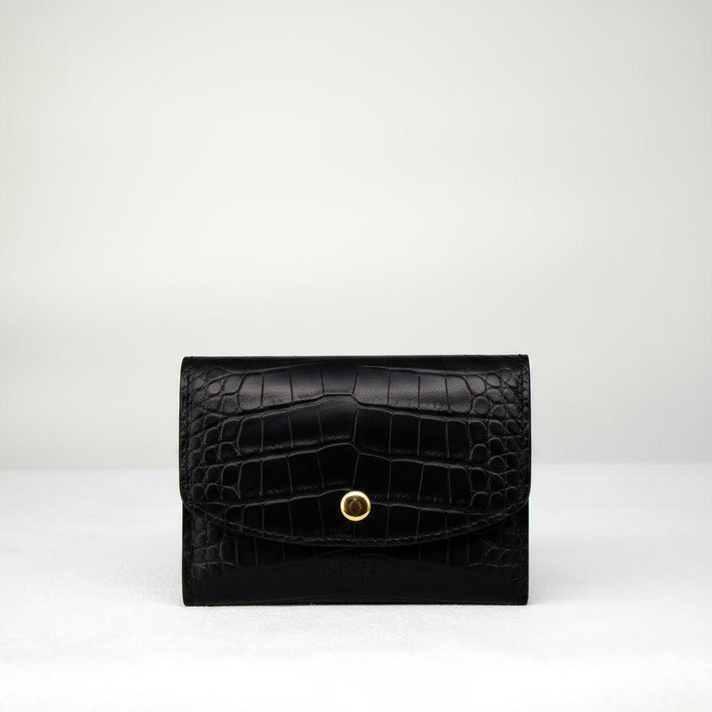 Ellie Wallet - Ebony Crocodile Niloticus Leather